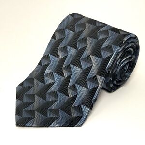 Crazy Horse Claiborne Optical Illusions Geometric Neck Tie Silk 60” Black Silver